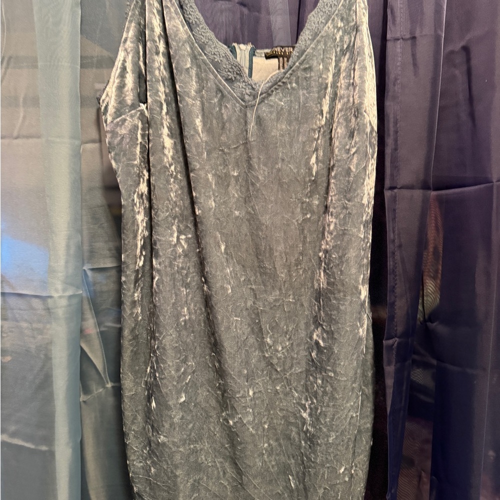 Forever 21 mElegant Blue Velvet Slip Velvet Dress